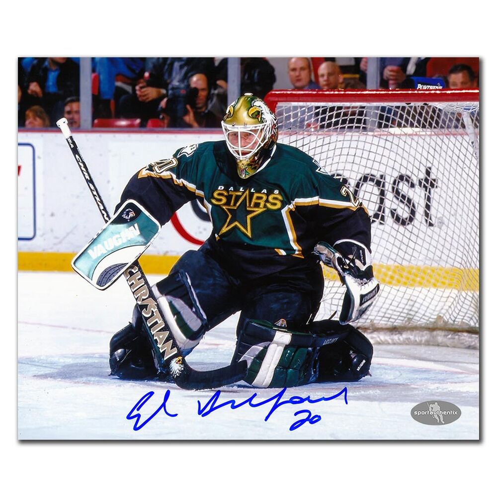 Ed Belfour Autographed Dallas Stars 8x10 Photo - In the Crease