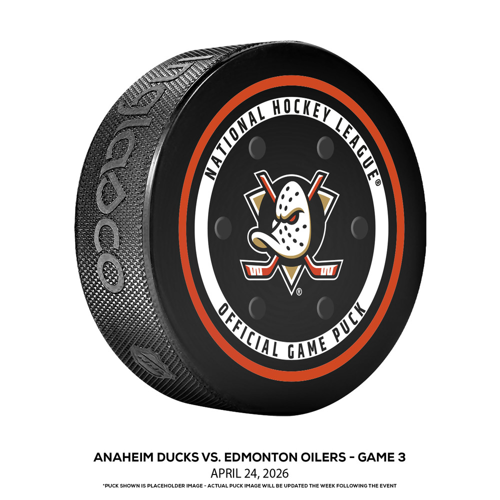 Edmonton Oilers vs. Anaheim Ducks Game-Used Puck from Game 3 of the First Round of the 2026 Stanley Cup Playoffs on April 24, 2026