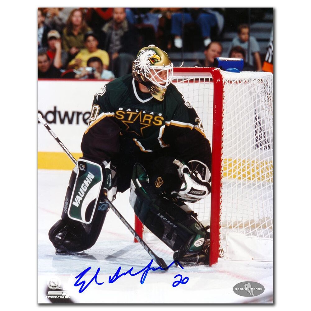 Ed Belfour Autographed Dallas Stars 8x10 Photo - Guarding the Crease