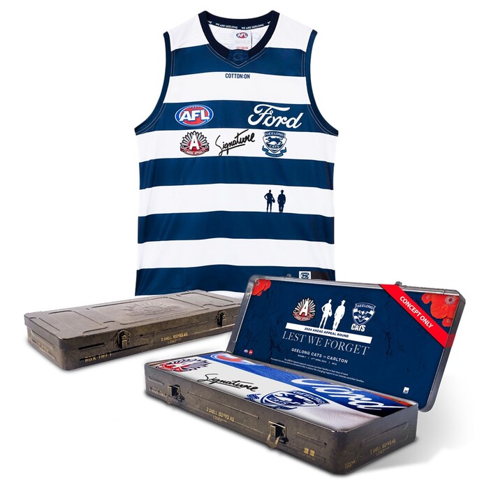 Jeremy Cameron #5 Geelong Cats 2024 Signed ANZAC Match Worn Guernsey