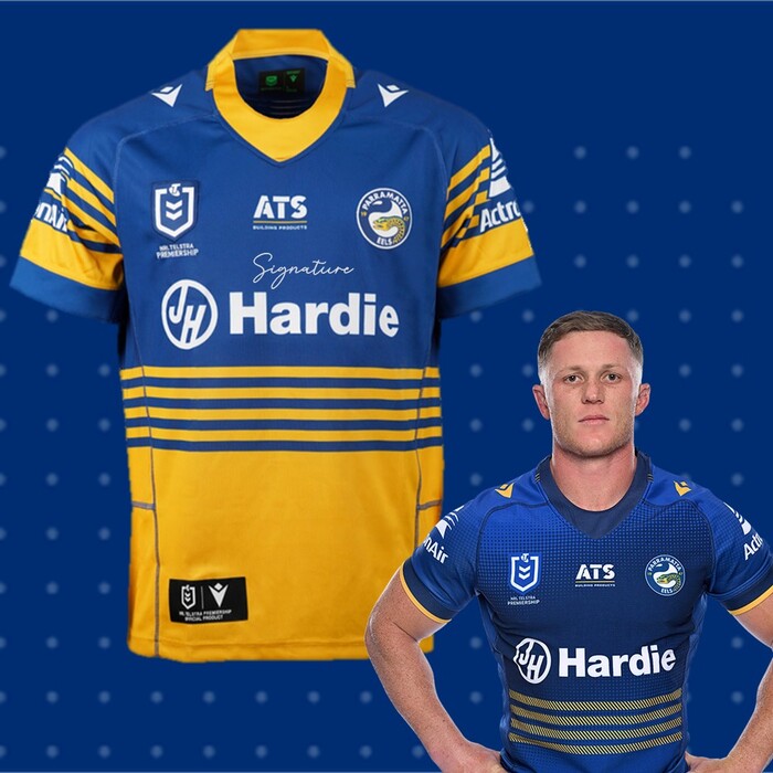 Photo of Jack Williams #8 2025 Parramatta Eels Signed Heritage Jersey