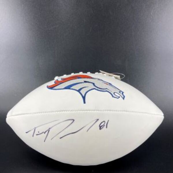 Broncos - Tim Patrick Signed Panel Ball With Broncos Logo