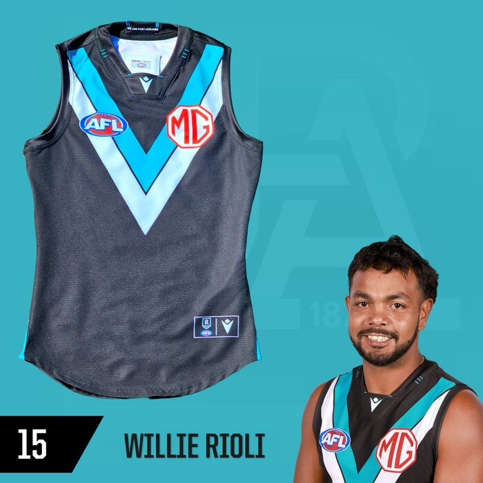 Photo of Willie Rioli #15 Port Adelaide 2025 Home Match-Worn Guernsey *Final AFL Game*