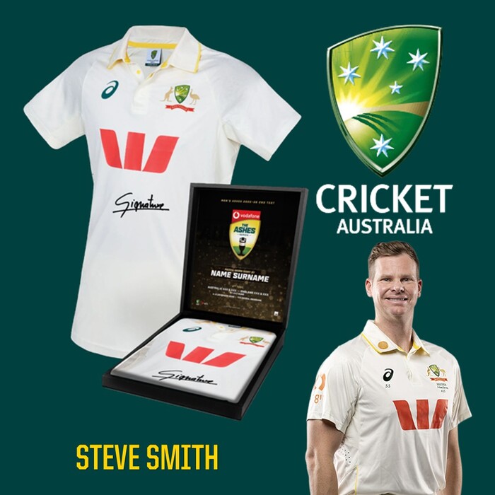 Photo of Steve Smith Australia v England Ashes 2nd Test Signed Match-Worn Shirt