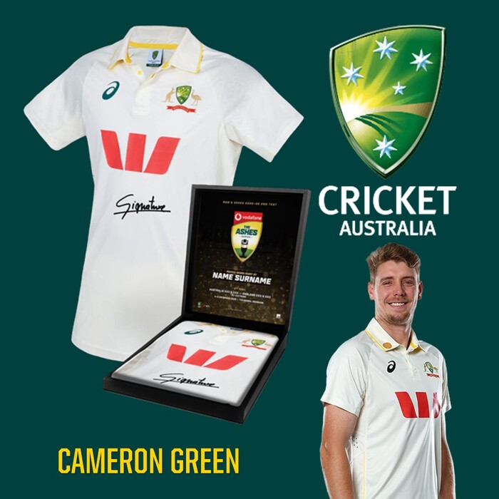 Photo of Cameron Green Australia v England Ashes 2nd Test Signed Match-Worn Shirt