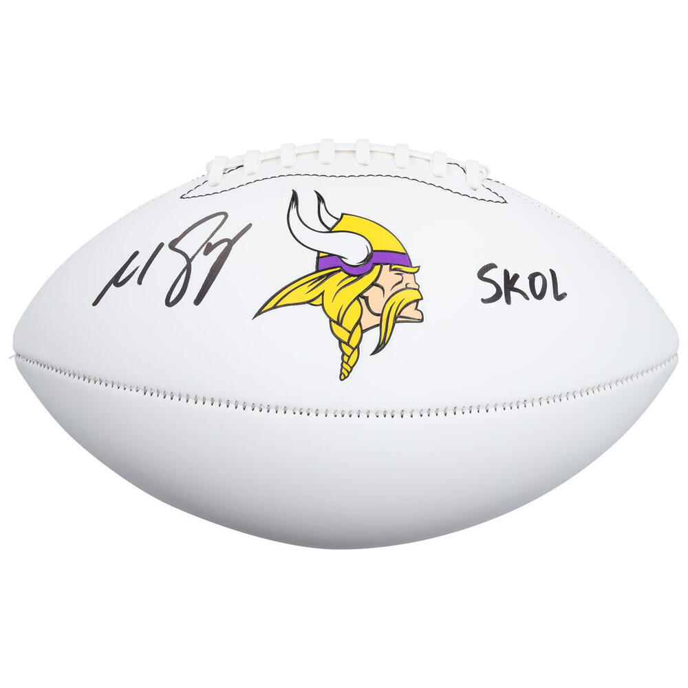 Matt Boldy Minnesota Wild Autographed Minnesota Vikings White Panel Football 