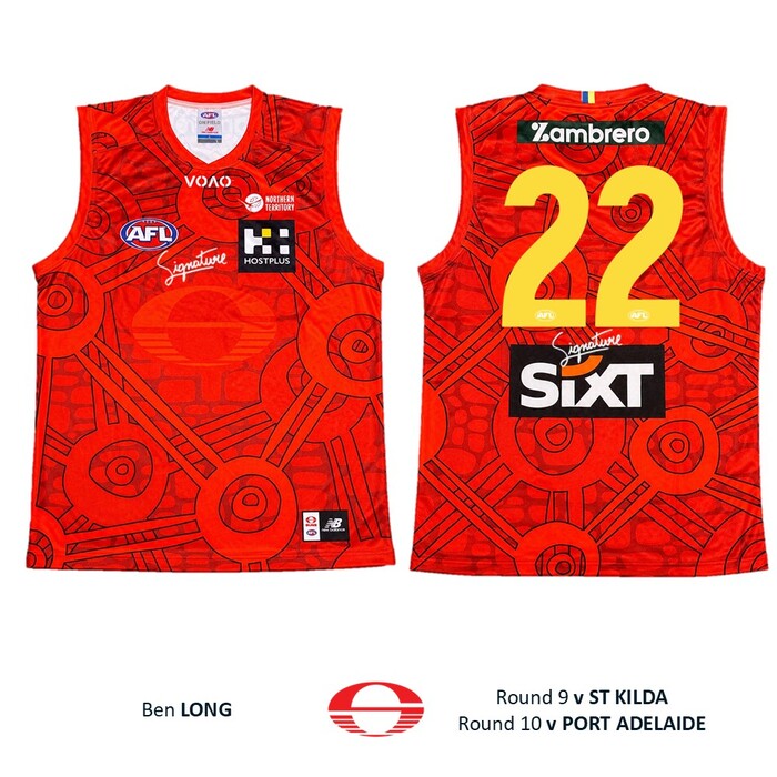 Photo of Ben Long #22 Gold Coast SUNS Darwin/Larrakia Match-Worn Guernsey (Round 9)