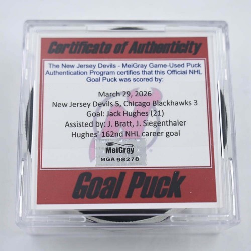 Image of Hughes, Jack - New Jersey Devils - March 29, 2026 vs. Chicago Blackhawks (Devils Logo)