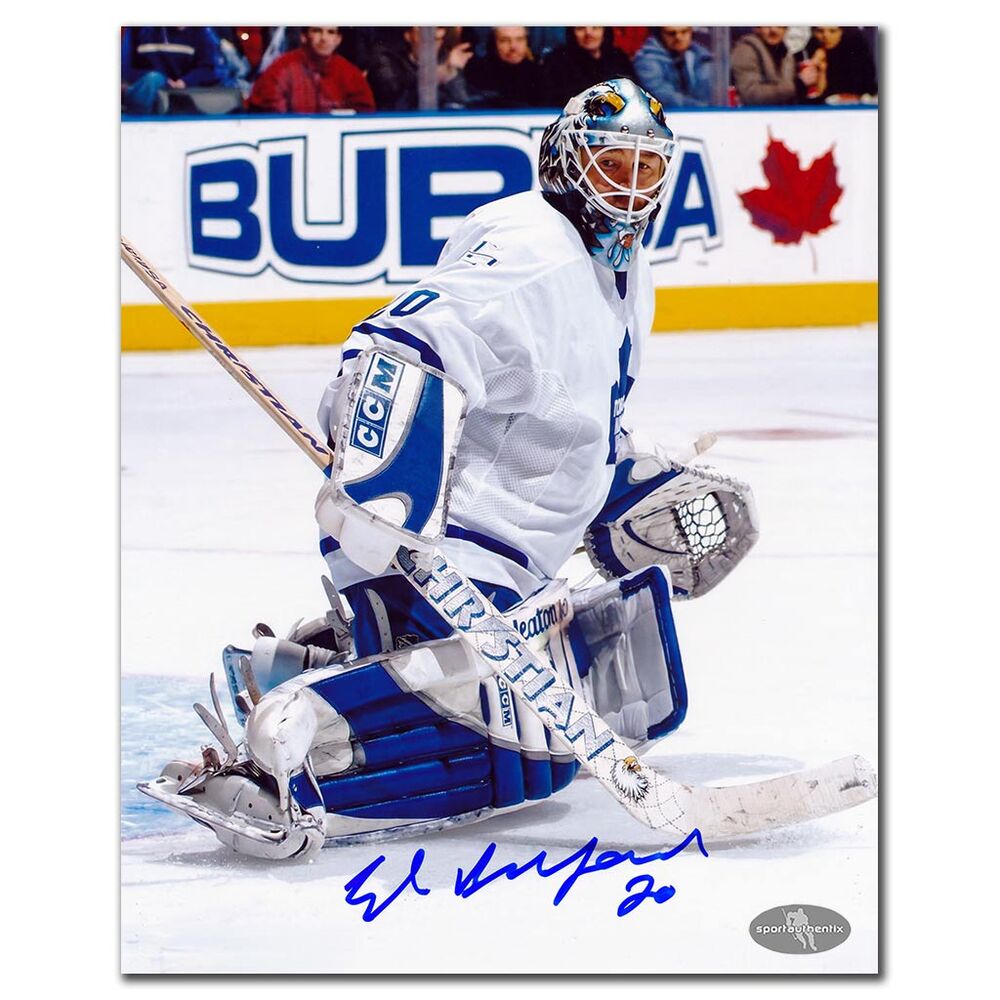 Ed Belfour Autographed Toronto Maple Leafs 8x10 Photo - Kick Save