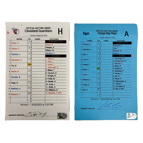 Game-Used or Autographed Line-Up Cards | MLB Auctions