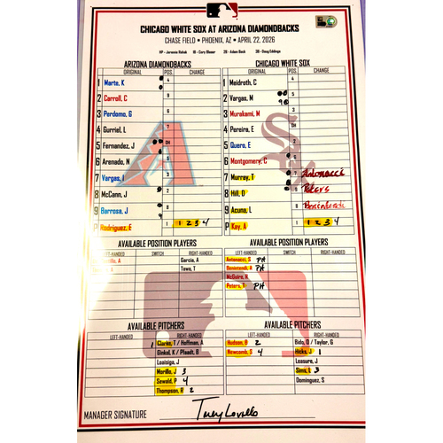 Game-Used or Autographed Line-Up Cards | MLB Auctions