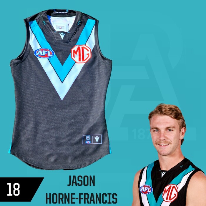 Photo of Jason Horne-Francis #18 Port Adelaide 2025 Home Match-Worn Guernsey