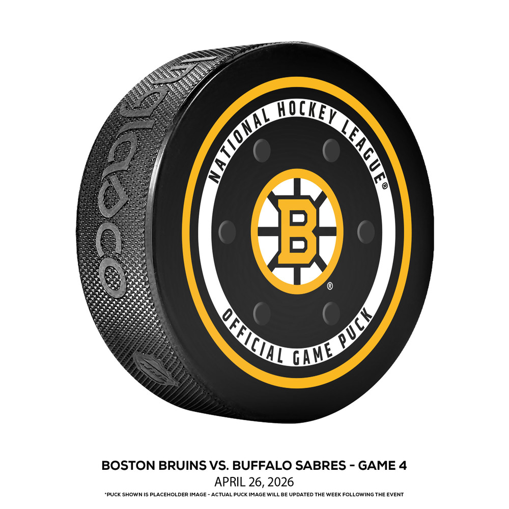 Buffalo Sabres vs. Boston Bruins Game-Used Puck from Game 4 of the First Round of the 2026 Stanley Cup Playoffs on April 26, 2026