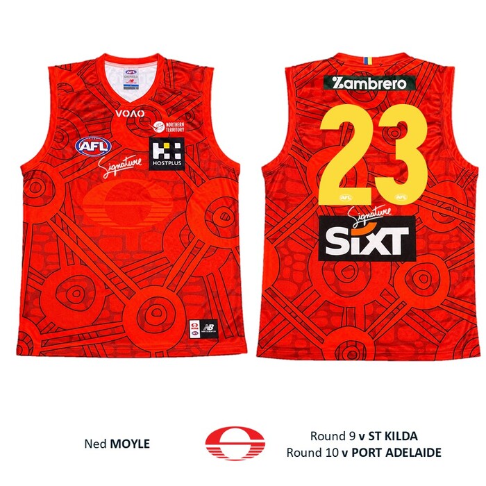 Photo of Ned Moyle #23 Gold Coast SUNS Darwin/Larrakia Match-Worn Guernsey
