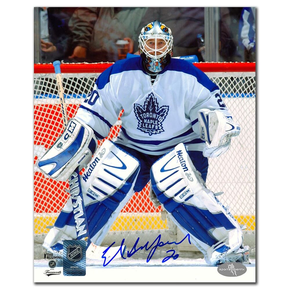 Ed Belfour Autographed Toronto Maple Leafs 8x10 Photo - Between the Pipes