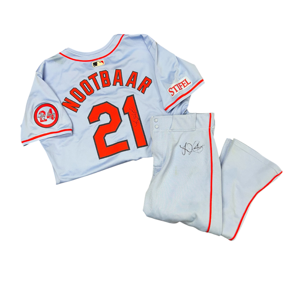 25枚限定!Lars Nootbaar Purple Cracked Auto Lars Nootbaar Autographed Game Used Road Alternate Jersey w