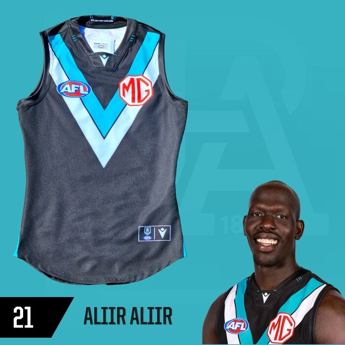 Photo of Aliir Aliir #21 Port Adelaide 2025 Home Match-Worn Guernsey