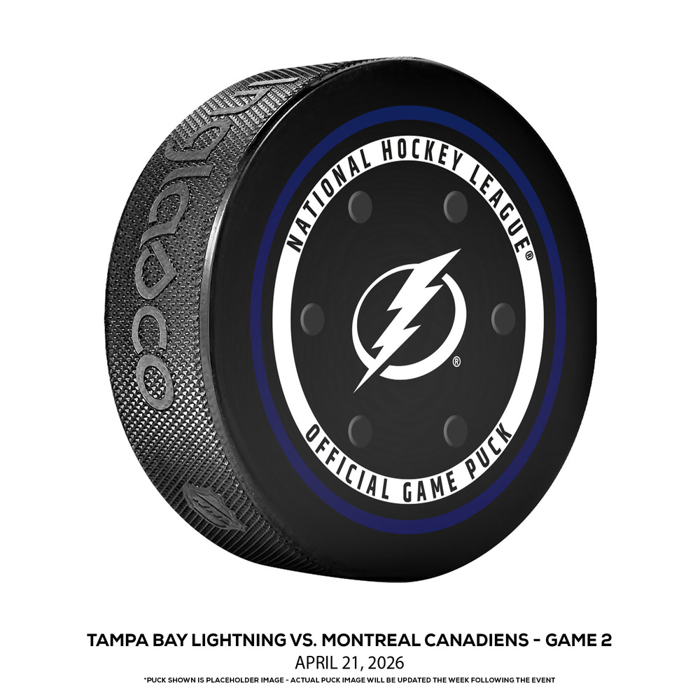 Tampa Bay Lightning vs. Montreal Canadiens Game-Used Puck from Game 2 of the First Round of the 2026 Stanley Cup Playoffs on April 21, 2026