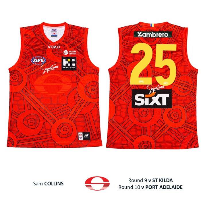 Photo of Sam Collins #25 Gold Coast SUNS Darwin/Larrakia Match-Worn Guernsey