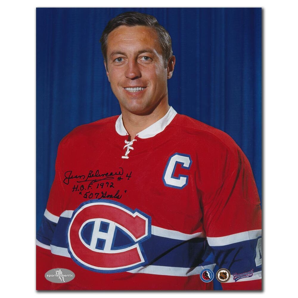 Jean Beliveau Autographed Montreal Canadiens 8x10 Photo - 507 Goals