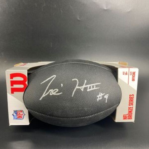 NFL - Chargers Tre Harris Signed Black Composite Silver Series Football