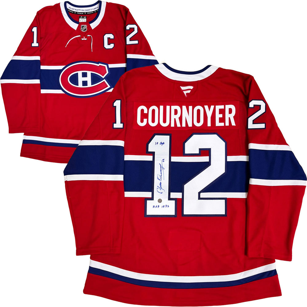 Yvan Cournoyer Autographed Montreal Canadiens Pro Jersey w/10 CUPS & HOF 1982 Inscription
