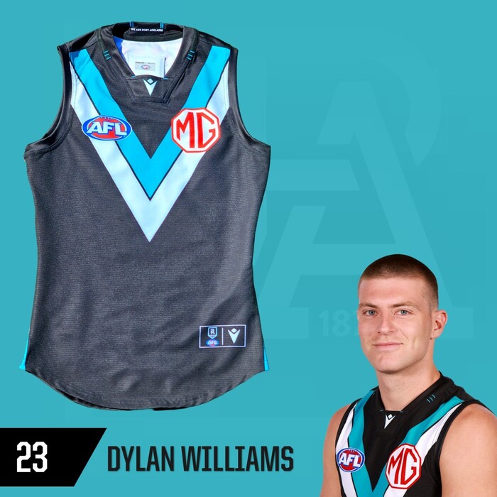 Photo of Dylan Williams #23 Port Adelaide 2025 Home Match-Worn Guernsey
