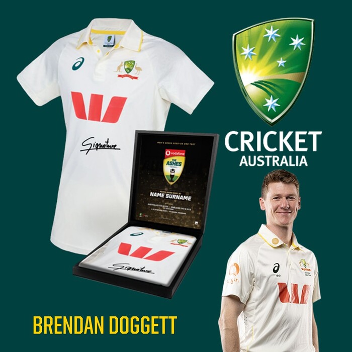 Photo of Brendan Doggett Australia v England Ashes 2nd Test Signed Match-Worn Shirt