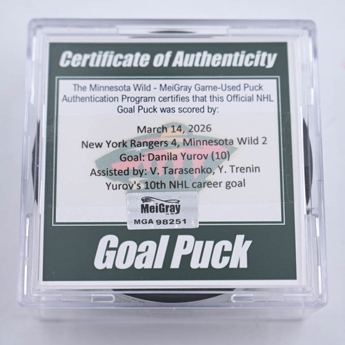 Image of Yurov, Danila - Minnesota Wild - March 14, 2026 vs. New York Rangers (Wild's 25th Anniversary Logo)