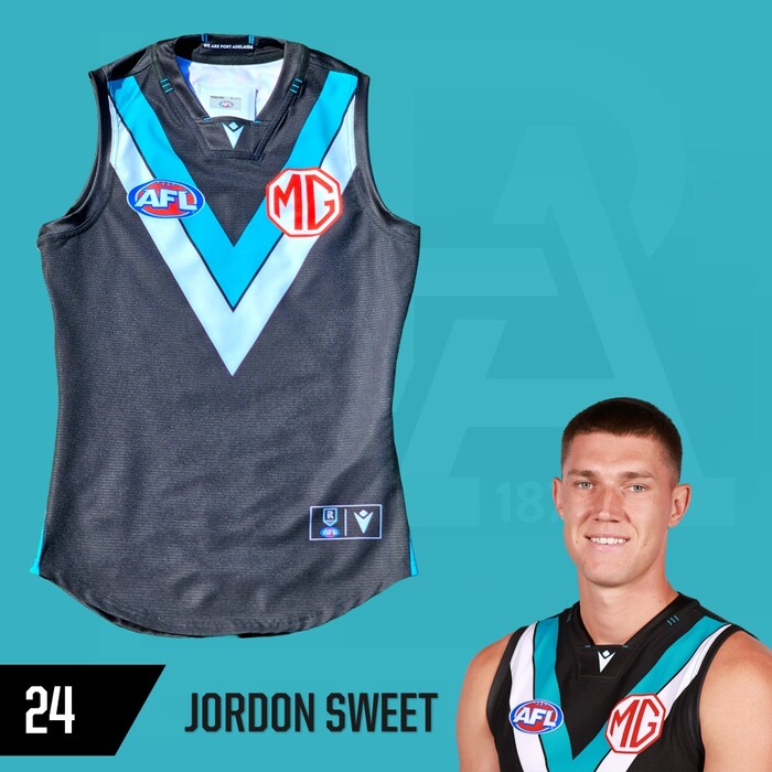 Photo of Jordon Sweet #24 Port Adelaide 2025 Home Match-Worn Guernsey