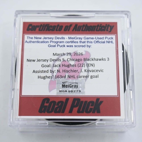 Image of Hughes, Jack - New Jersey Devils - March 29, 2026 vs. Chicago Blackhawks (Devils Logo)