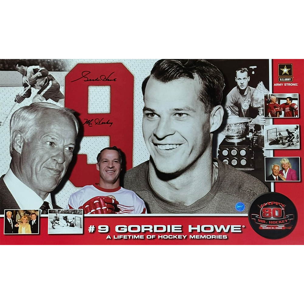 Gordie Howe Autographed 80th Birthday 11X17 Collage