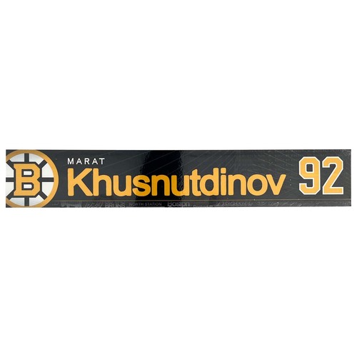 Photo of Team-Issued 2025-2026 TD Garden Locker Room Nameplate - Marat Khusnutdinov