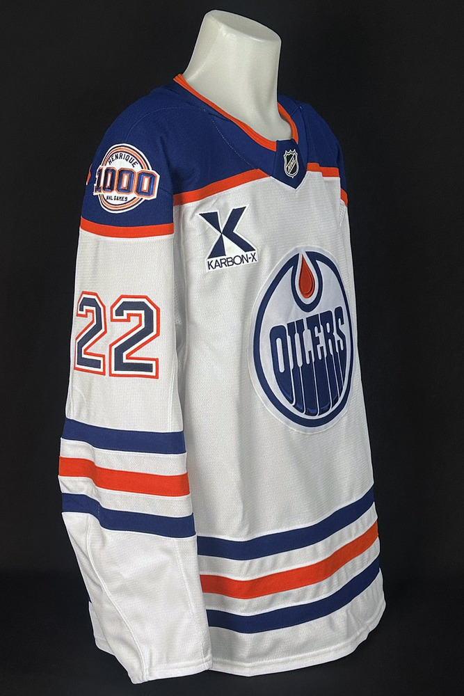 Matt Savoie #22 - 2025-26 Edmonton Oilers Pre-Game Warm-Up Worn Tribute Jersey From Adam Henrique's 1000th NHL Game On October 21, 2025
