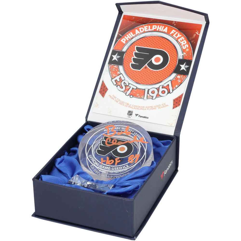 Bobby Clarke Philadelphia Flyers Autographed Crystal Puck with 
