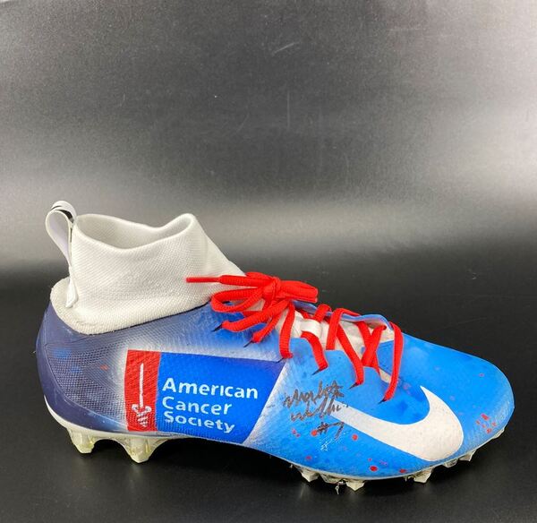 MCMC - Titans Malik Willis Signed Custom Cleat Supporting American Cance...