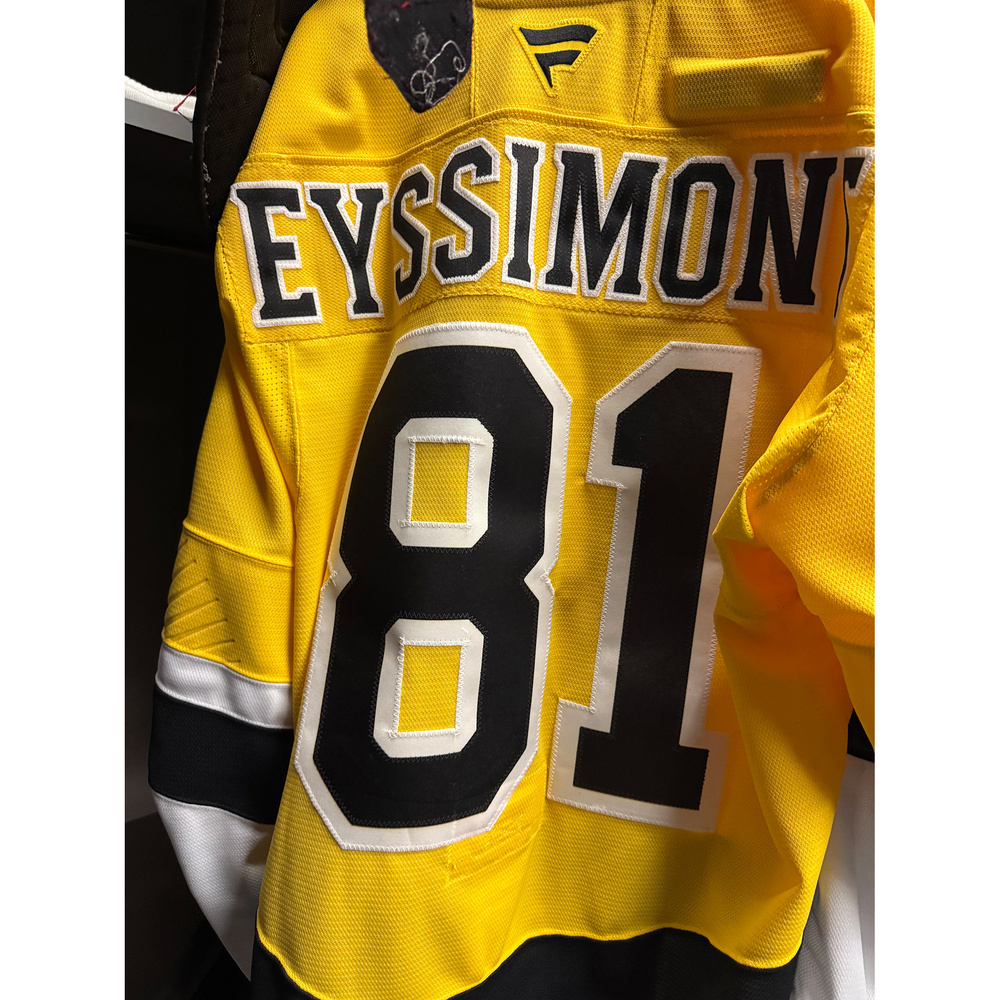 Michael Eyssimont Boston Bruins #81 2026 NHL Stadium Series Game-Used Yellow Jersey - Worn During the 1st Period on February 1, 2026
