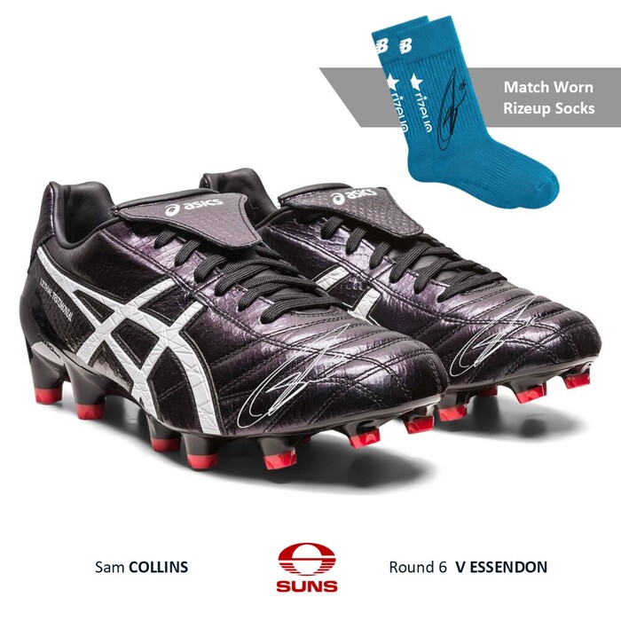 Photo of Sam Collins #25 Gold Coast SUNS RizeUp Match-Worn Boots & Socks