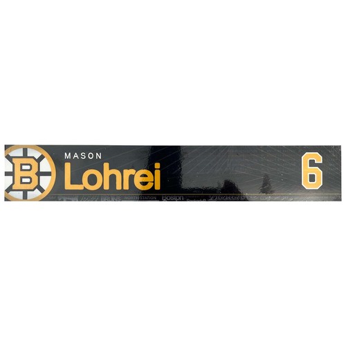Photo of Team-Issued 2025-2026 TD Garden Locker Room Nameplate - Mason Lohrei
