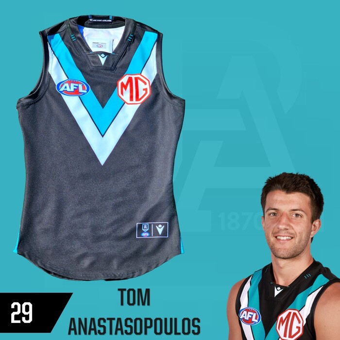 Photo of Tom Anastasopoulos #29 Port Adelaide 2025 Home Player-Issue Guernsey