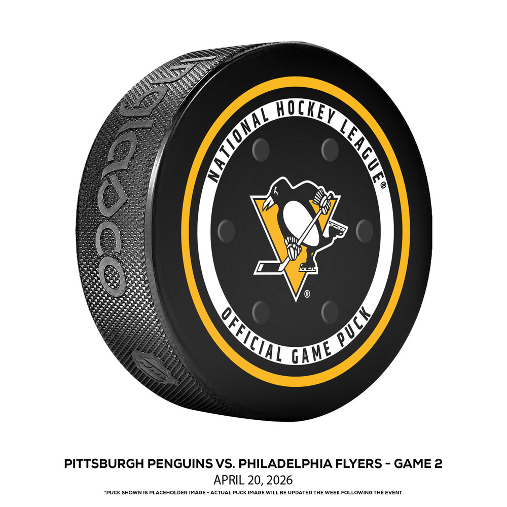 Pittsburgh Penguins vs. Philadelphia Flyers Game-Used Puck from Game 2 of the First Round of the 2026 Stanley Cup Playoffs on April 20, 2026
