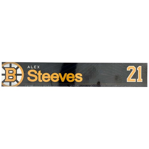 Photo of Team-Issued 2025-2026 TD Garden Locker Room Nameplate - Alex Steeves
