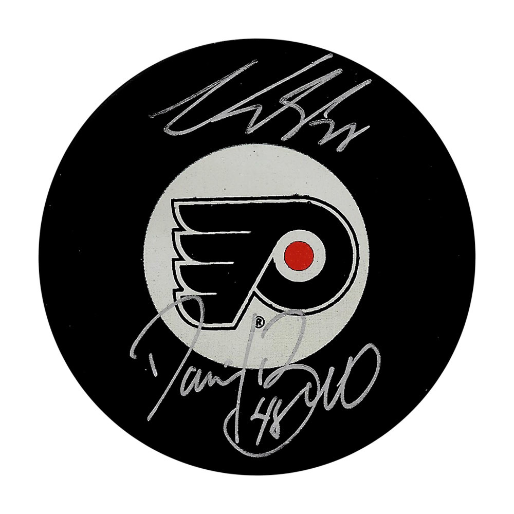 Daniel Briere & Claude Giroux Autographed Philadelphia Flyers Puck