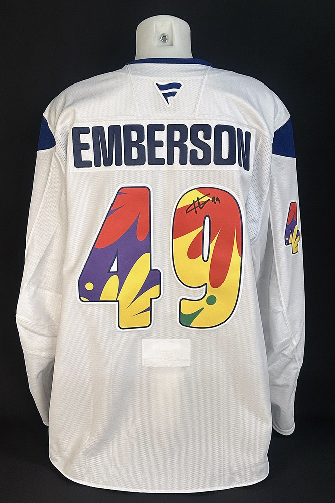 Ty Emberson #49 - Autographed 2025-26 Edmonton Oilers Celebrating Pride Night Ltd Edition Fanatics Practice Jersey (Autographed Only / Not Worn)