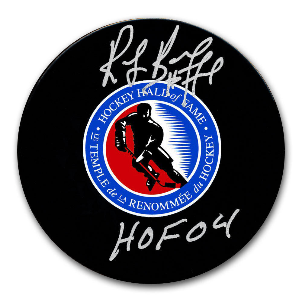 Ray Bourque Autographed Hockey Hall of Fame Puck - HOF 2004