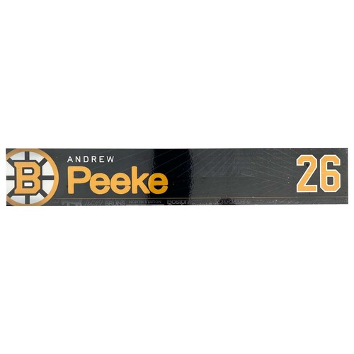 Photo of Team-Issued 2025-2026 TD Garden Locker Room Nameplate - Andrew Peeke