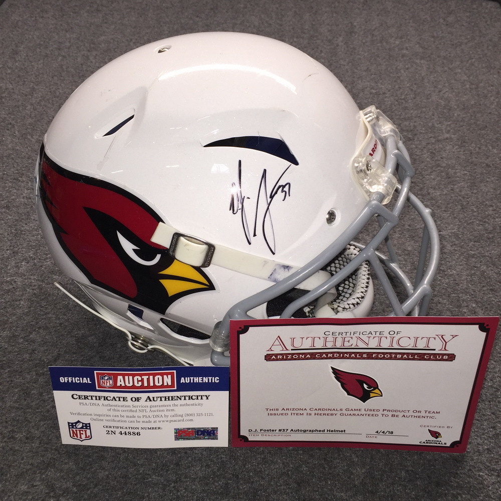 NFL Auction | Cardinals - D.J. Foster Signed game worn Cardinals proline  helmet