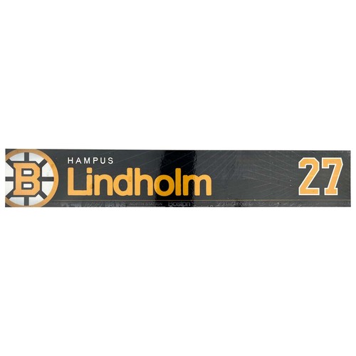Photo of Team-Issued 2025-2026 TD Garden Locker Room Nameplate - Hampus Lindholm
