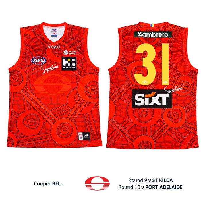 Photo of Cooper Bell #31 Gold Coast SUNS Darwin/Larrakia Player-Issue Guernsey
