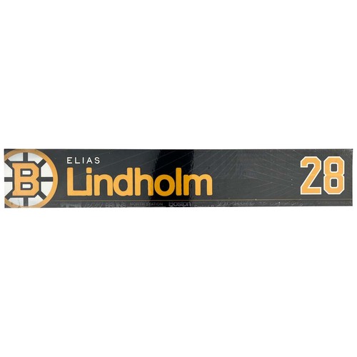 Photo of Team-Issued 2025-2026 TD Garden Locker Room Nameplate - Elias Lindholm